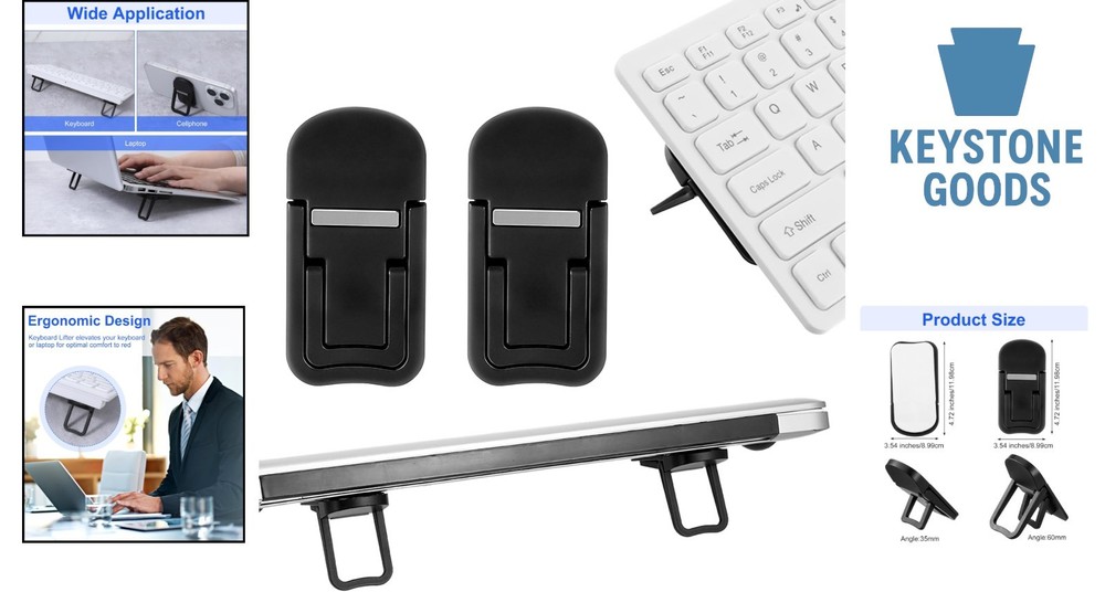 2Pcs Adjustable Portable Keyboard Riser with Dual Tilt Angles