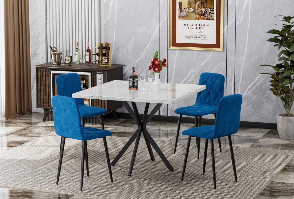 Square Dining Table, Mid Century Modern Square Dining Table for 4-6 Person, Co