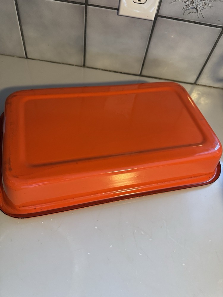 Orange Enamel Bakeware Pan Vintage