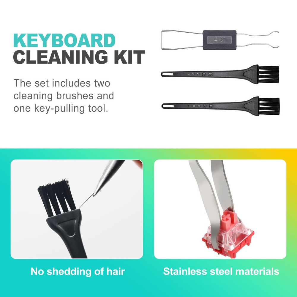KornaDoz 3-Piece Keycap & Switch Puller Tool Kit – Durable Stainless Black