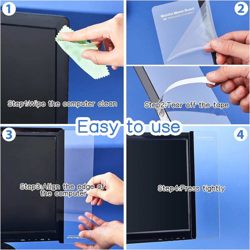 6-Piece Sticky Note Holder for Computer Monitors - Memo Board for Home & Office