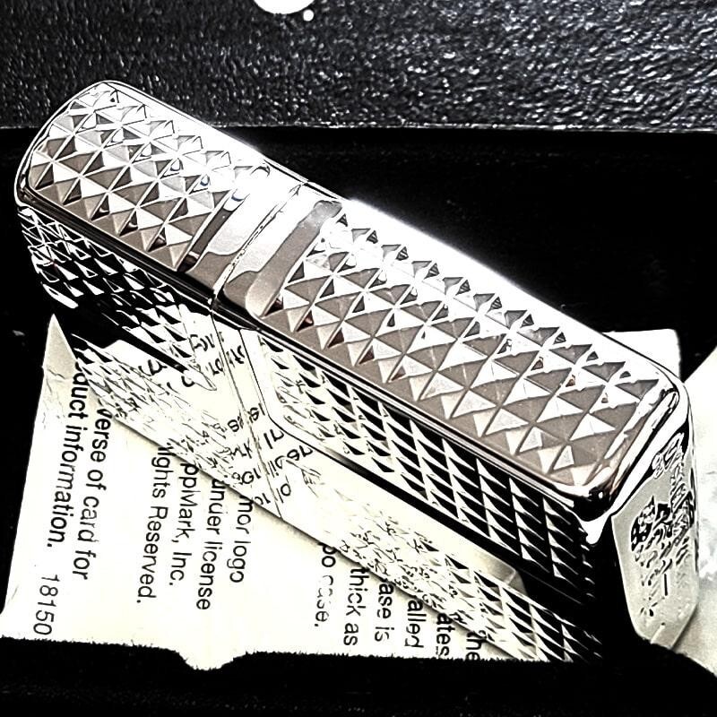Zippo Armor Diamond Cut Engraving 4 Side Processing Mirror Finish Silver Lighter