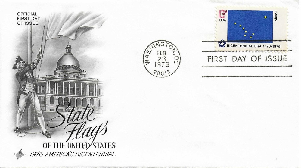 STAMP US SCOTT 1681 "Alaska State Flag" 13 CENT FDC 1976