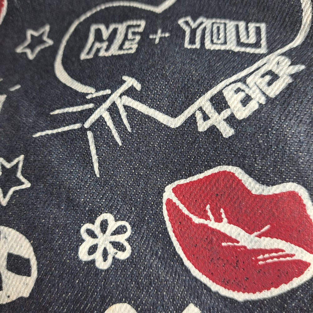 Graffiti Blue Jeans Denim Large Backpack School Unicorn Fun