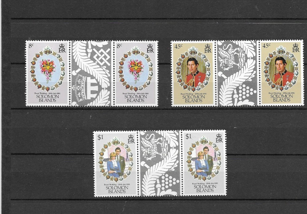 Solomon Islands 1981 Royal Wedding Gutter Pairs