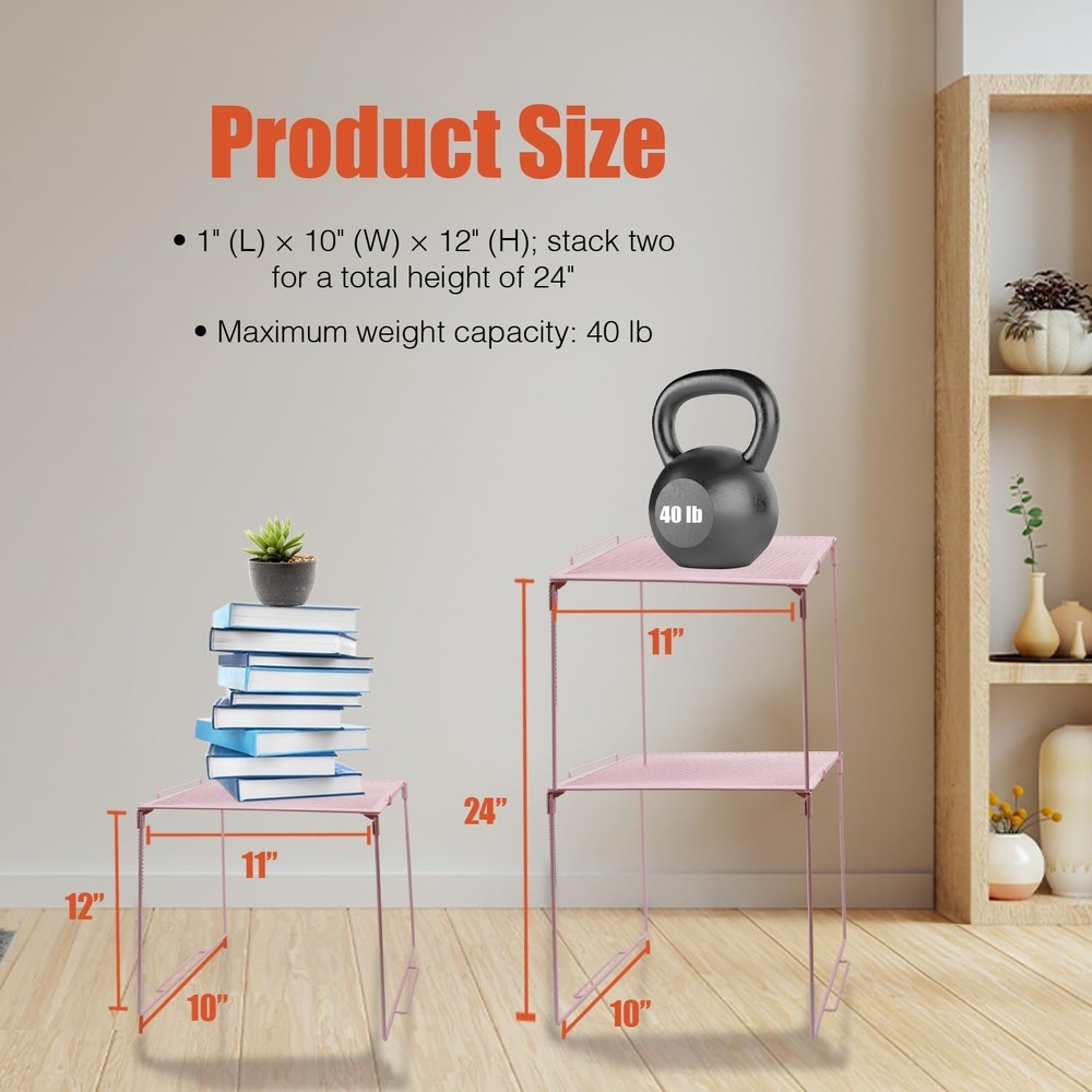 Piffny Versatile Metal Mesh Organizer Shelf, Stackable, for Standard Size Sch...