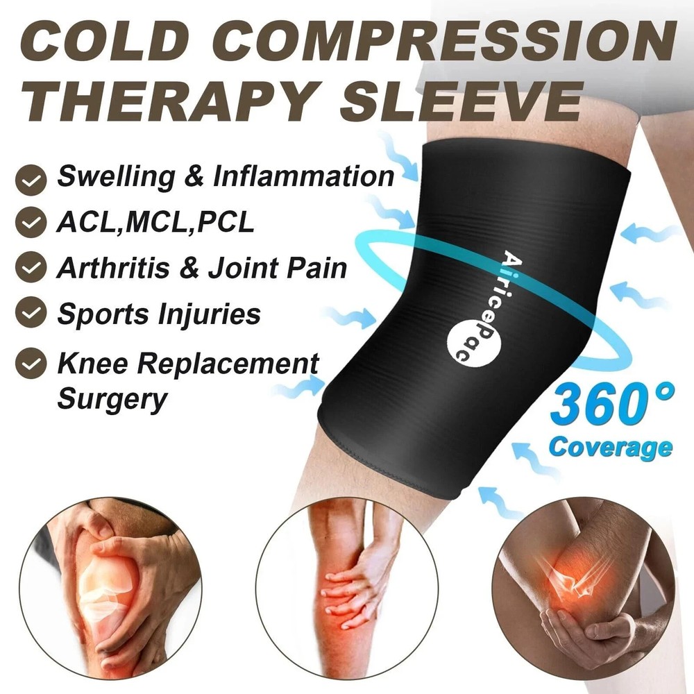Elbow Ice Pack Wrap Compression Sleeve for Injuries, Reusable Gel Cold Packs