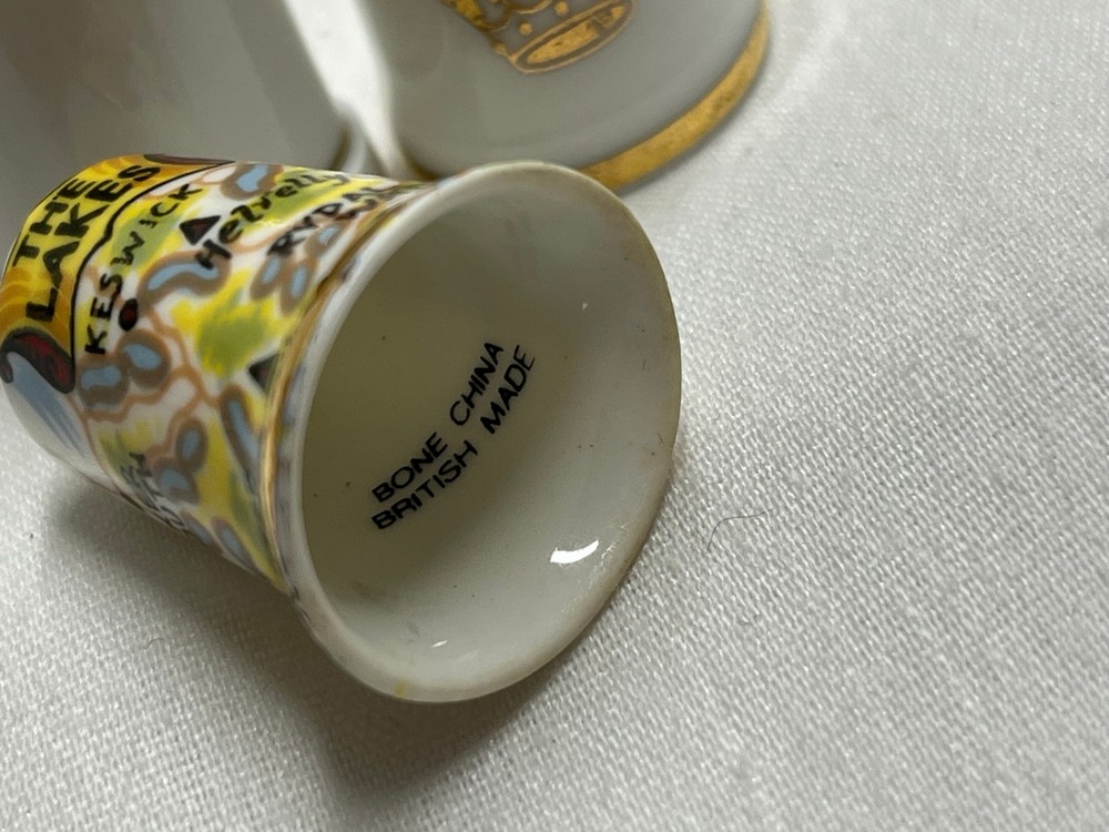Three Ceramic Souvenir Thimbles