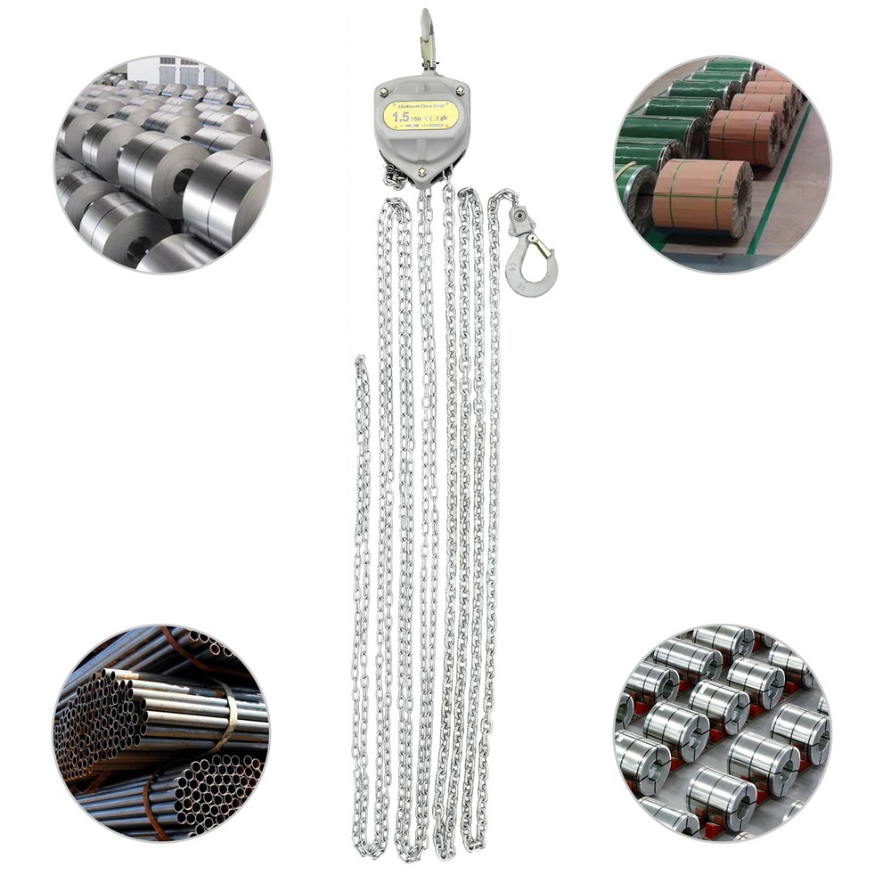 1.5 Ton Chain Hoist with 20 FT Lifting Chain Hook Latch Overhead Rigging