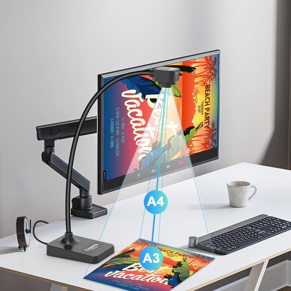 USB Document Camera for Teachers, Webcam for Distance Learning,Manual Focus Came