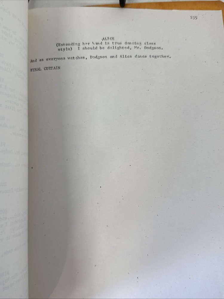 1985 “Dreamchild”Lewis Carroll Movie Script - Musical Version- Studio Copy-