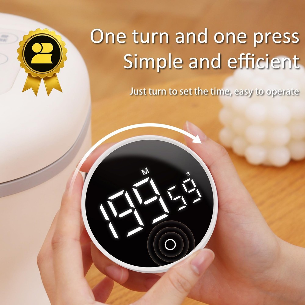 Digital Kitchen Timer, Rechargeable Magnetic Visual Timer with Large LED Disp...