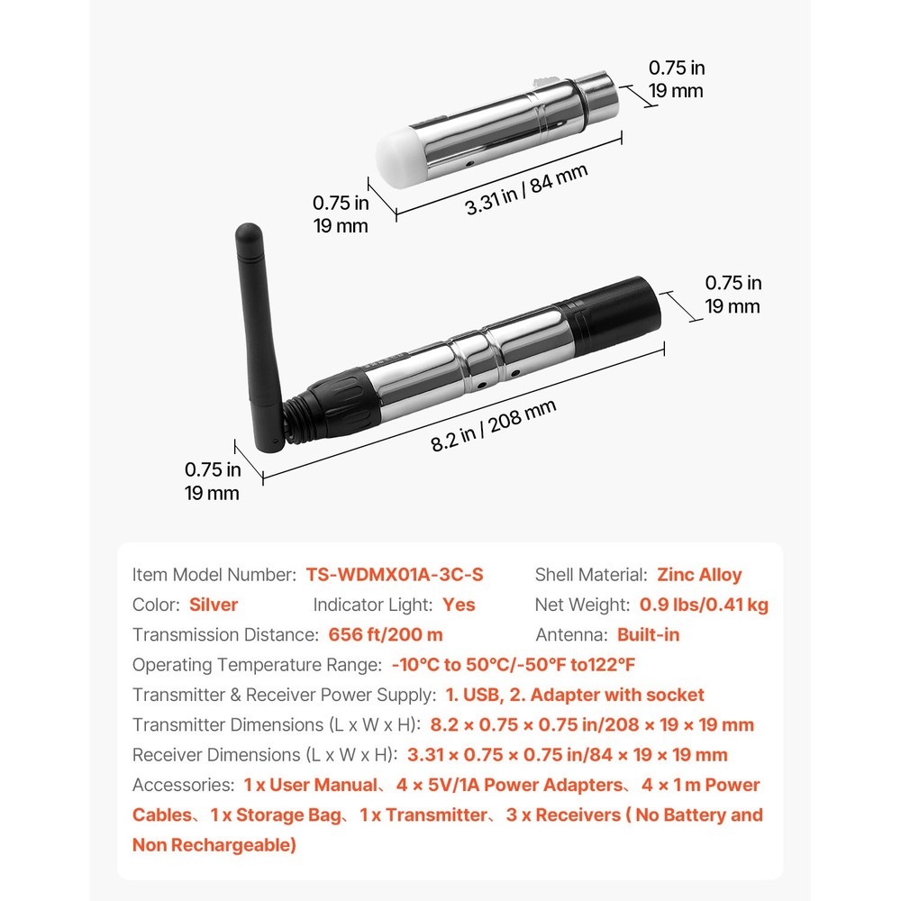 DMX Wireless Receiver Transmitter Controller for LED Stage Light 4 PCs