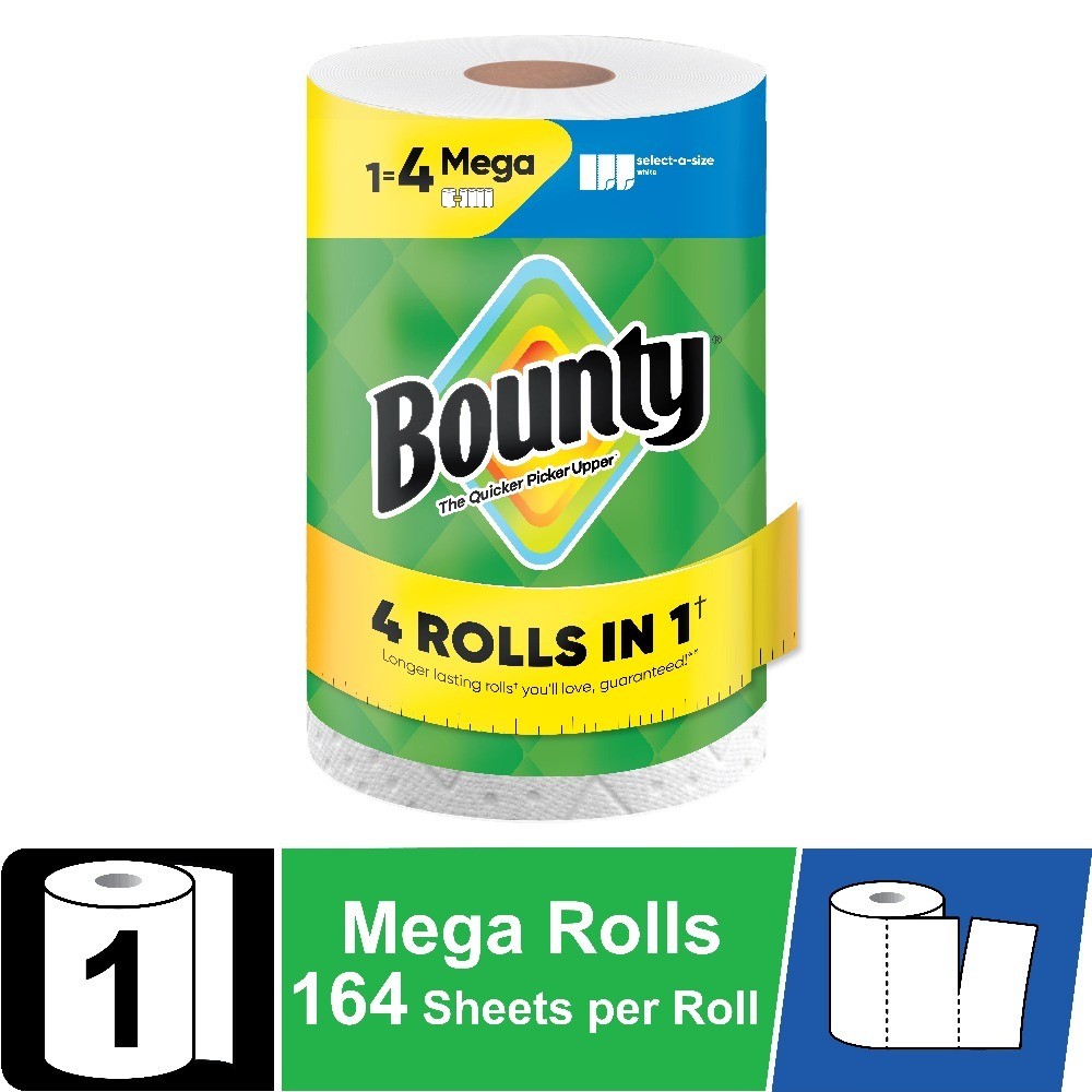 White Select-A-Size Paper Towels, 1 Mega Roll, 164 Sheets per Roll