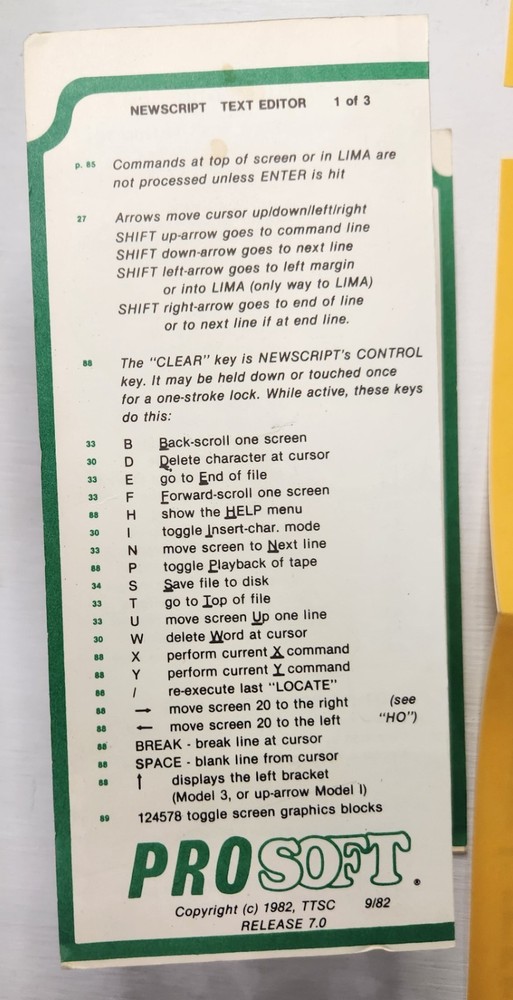Tandy TRS-80 Pro Soft PROSOFT Newscript Software Manual - Catalog - Ephemera