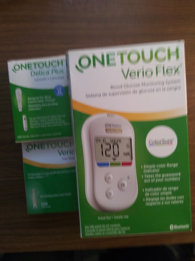 One Touch Verio Flex (Glucose Machine) 100 Test Strips, Lancets 100