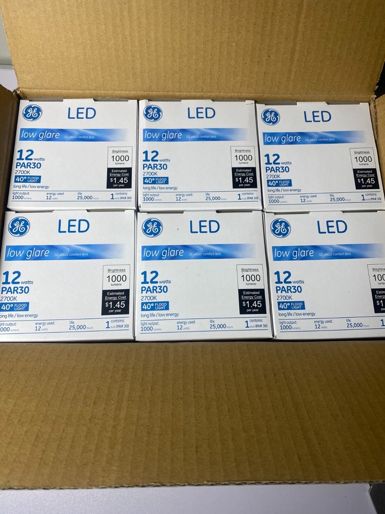 Low Glare , dimmable GE 73583 LED PAR30 Flood Light Bulbs , 6 COUNT CASE