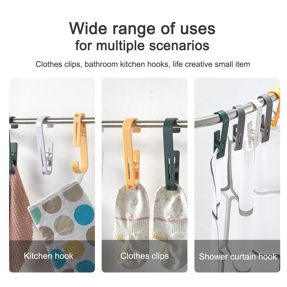 4 PCS Large Clothes Pins Towel Clips Multipurpose Strong Plastic Hanger S Hook