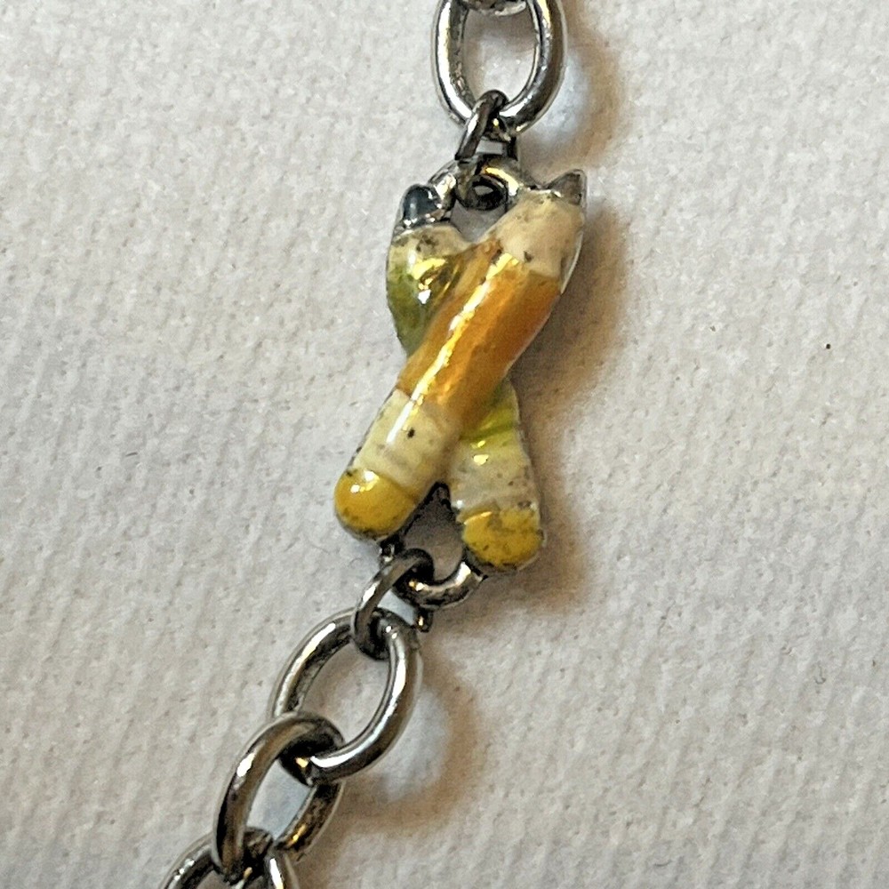 Silvertone Teacher Theme 32" Long Necklace "Teachers Rule With Class" Gift
