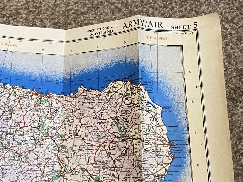 World War II Eastern Highlands Scotland War Office 1943 Pilot Navigation Map