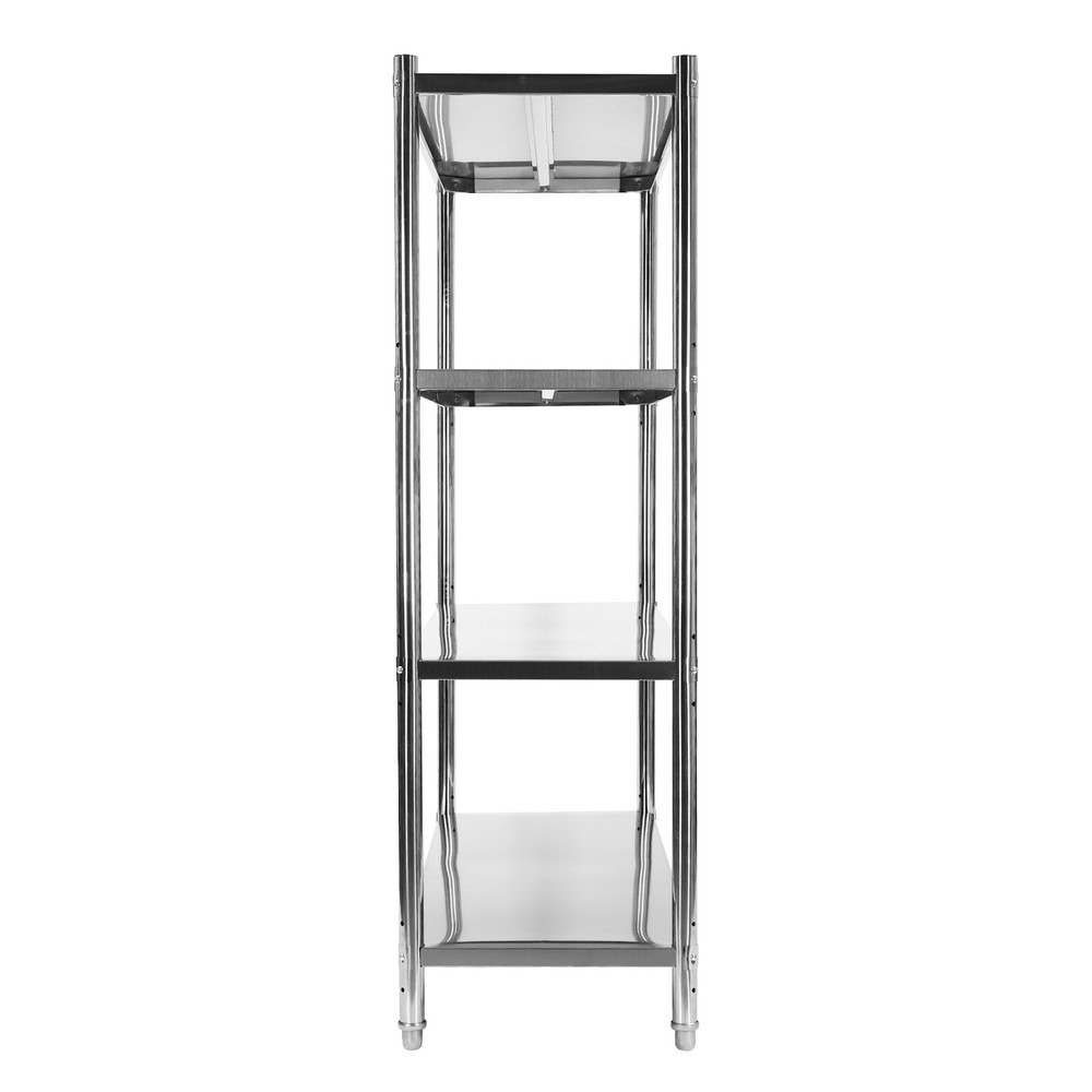 Silver Stainless Steel 4-Tier Adjustable Heavy-Duty Storage Shelf