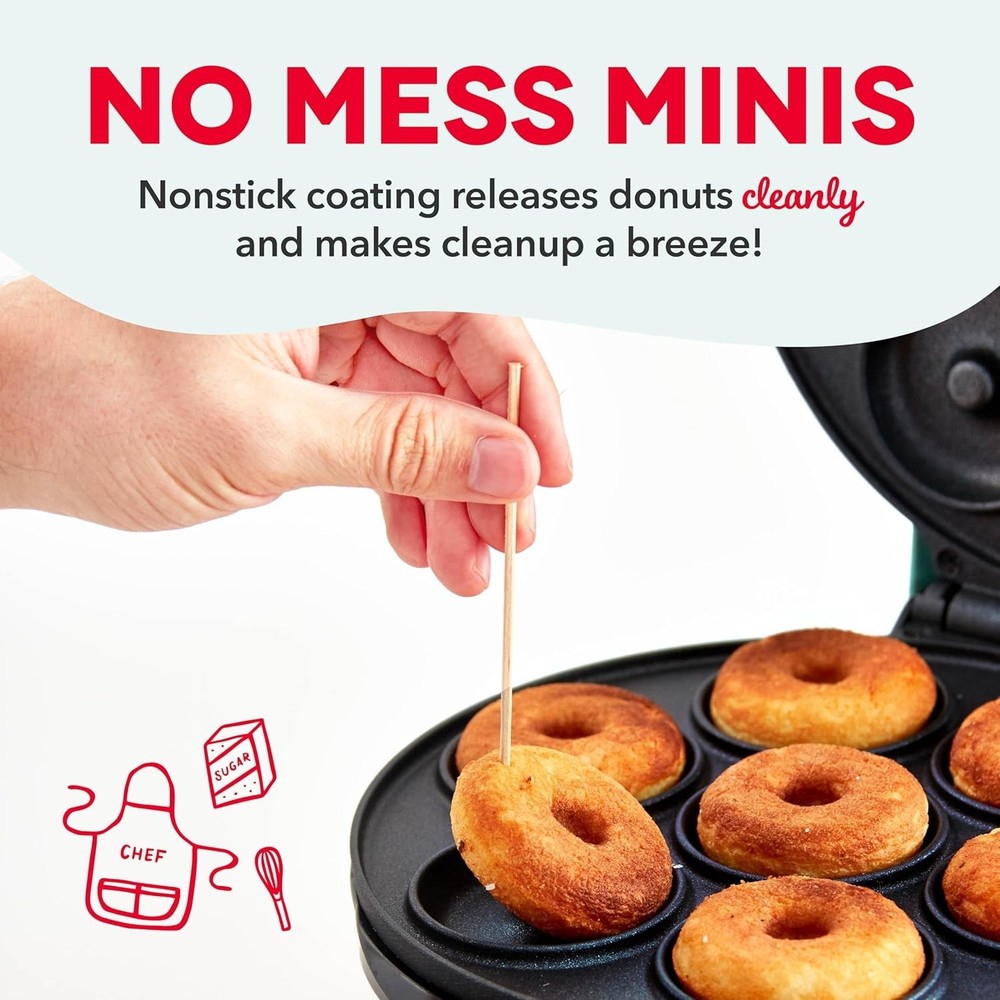Mini Donut Maker Machine for Kid-Friendly Breakfast, Snacks, Desserts