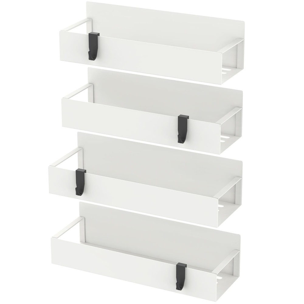 HuggieGems 4 Pack Magnetic Spice Storage Rack Organizer 4 Pack, Cream White