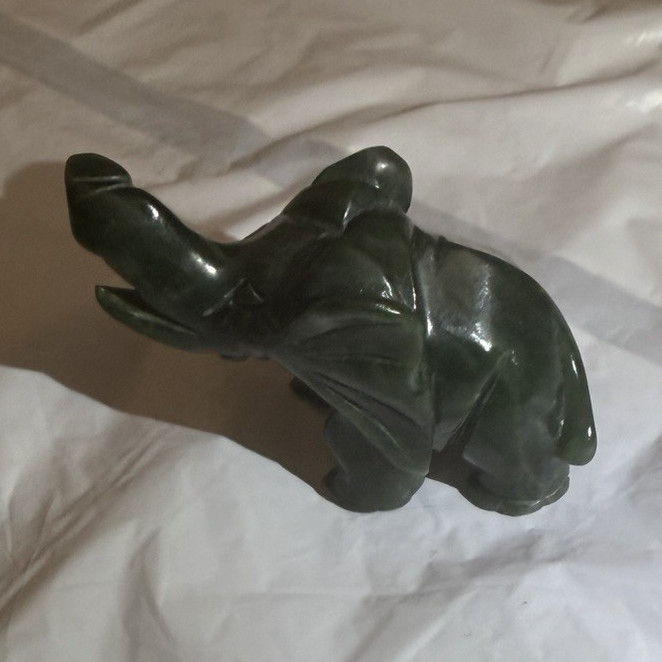 Dark Green Jade Elephant – Small Figurine $20. OBO