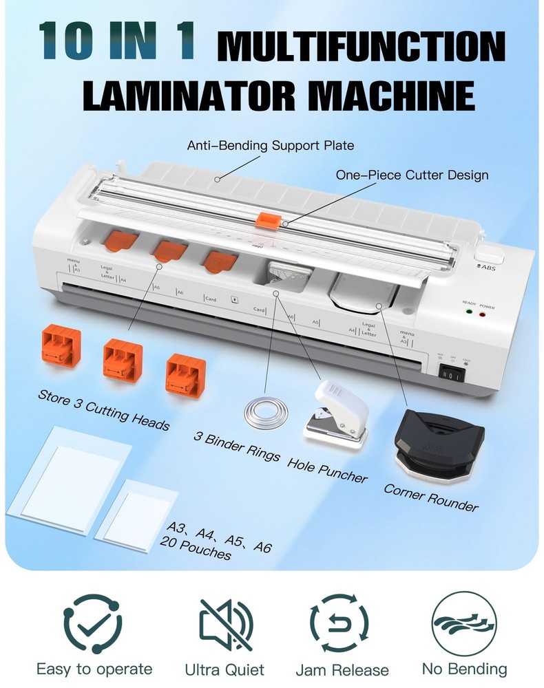 Laminator Machine 13 Inch Lamination Machine with Auto Paper Feed, Never Jam ...