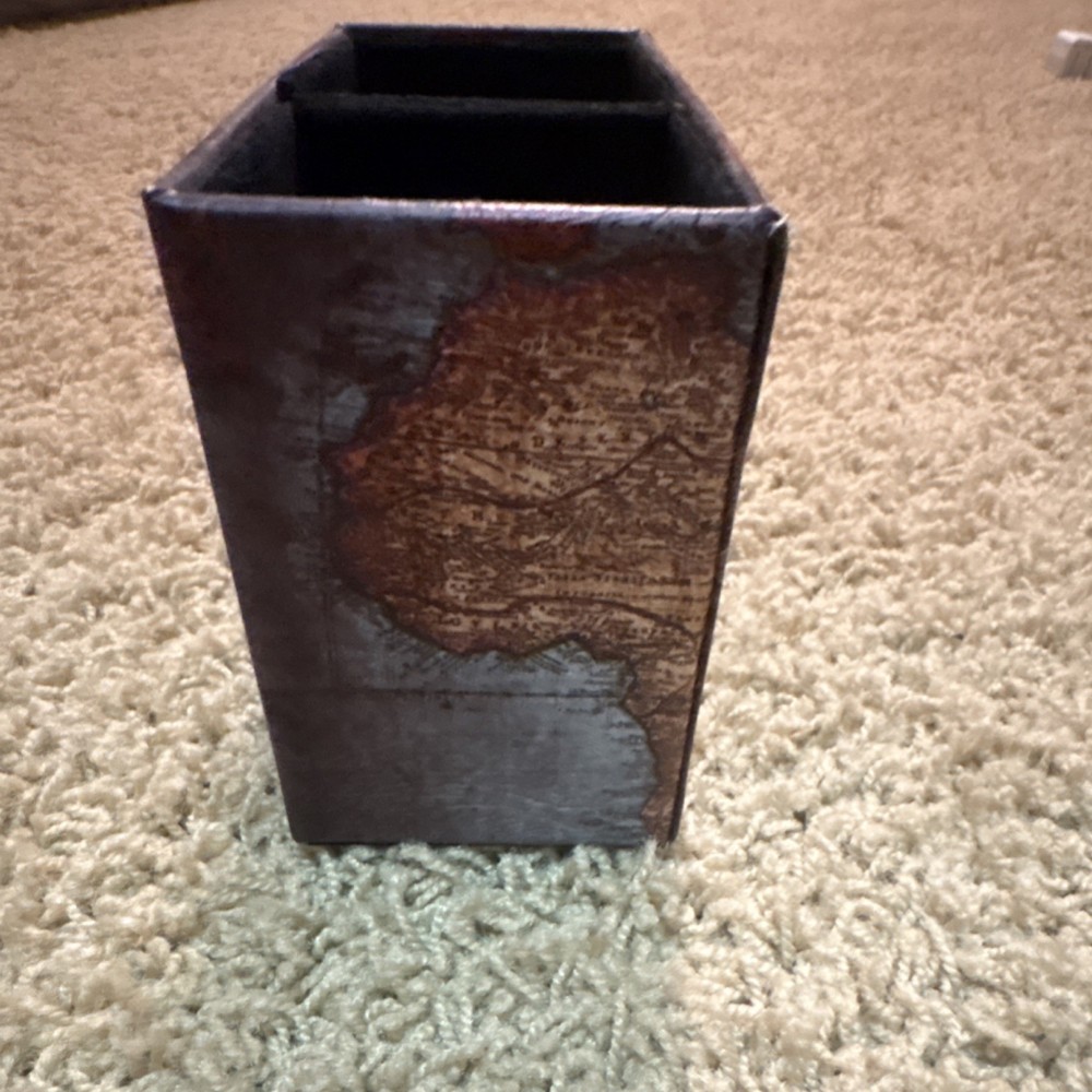 Vintage Map Pattern Rectangular Wood Decorative Storage Box