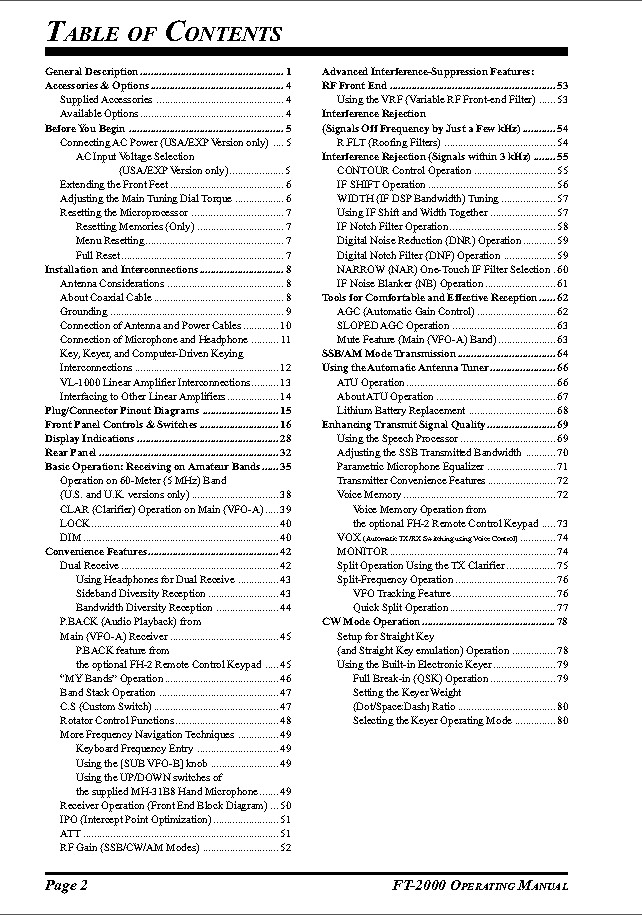 Yaesu FT-2000 Transceiver Instruction Manual Operating Guide Coil Bound