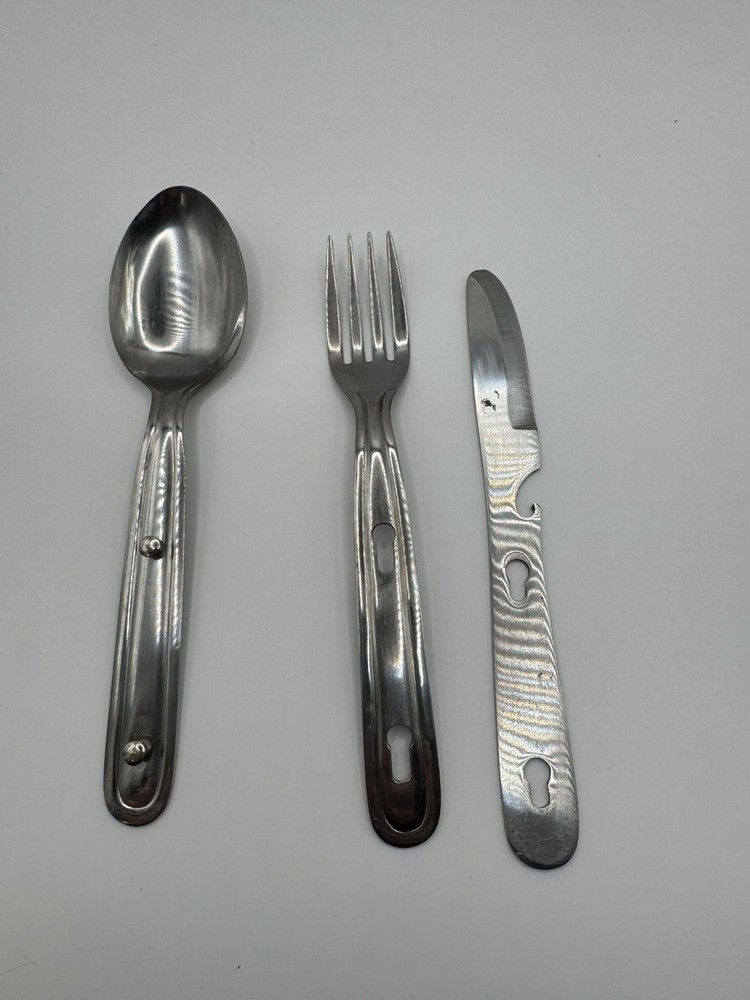 Vintage Folding Camping Utensil Set Spoon Fork Knife Japan Stainless