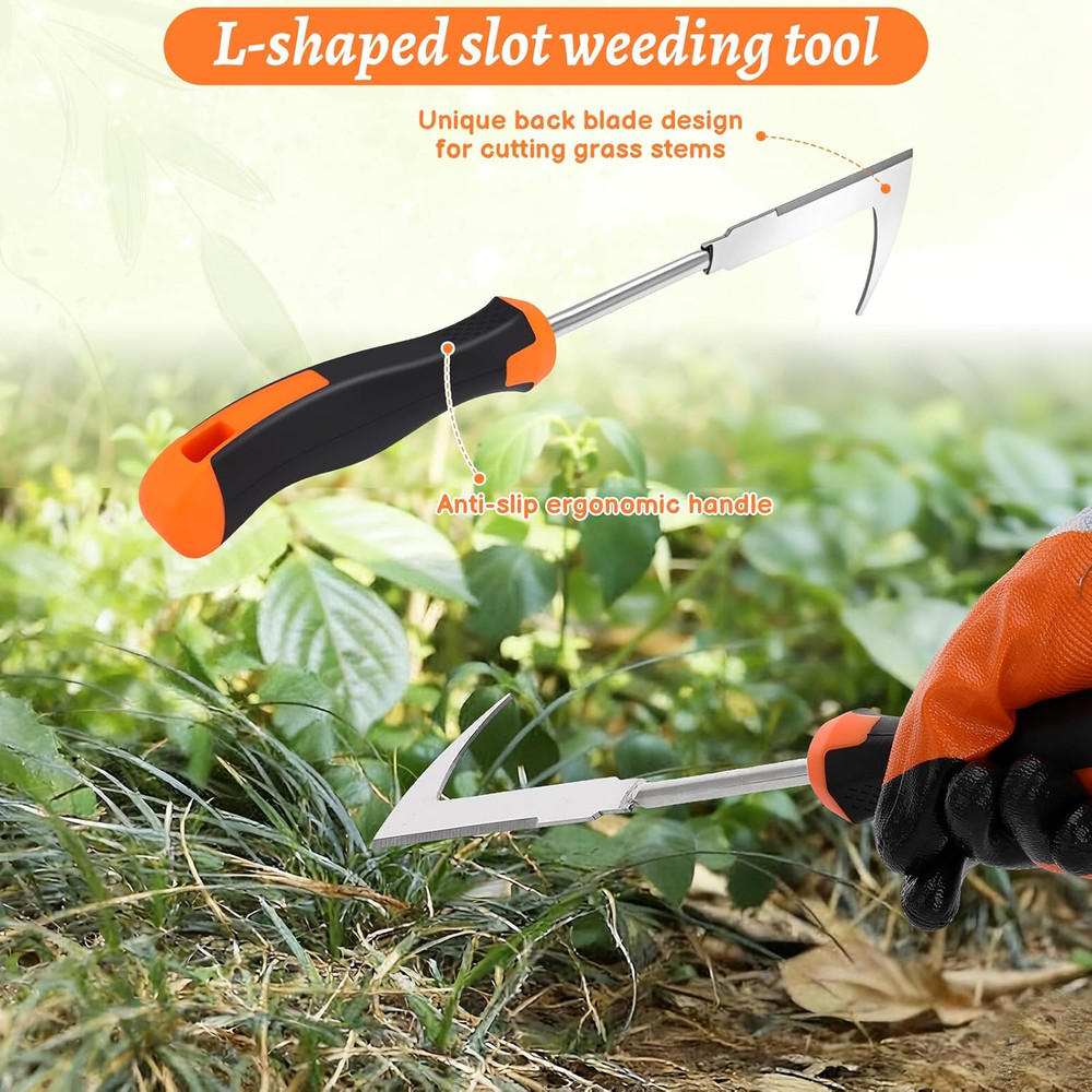 Weed Puller Tool, Manual Portable Stainless Steel Weeder Puller Tool, Crack Weed