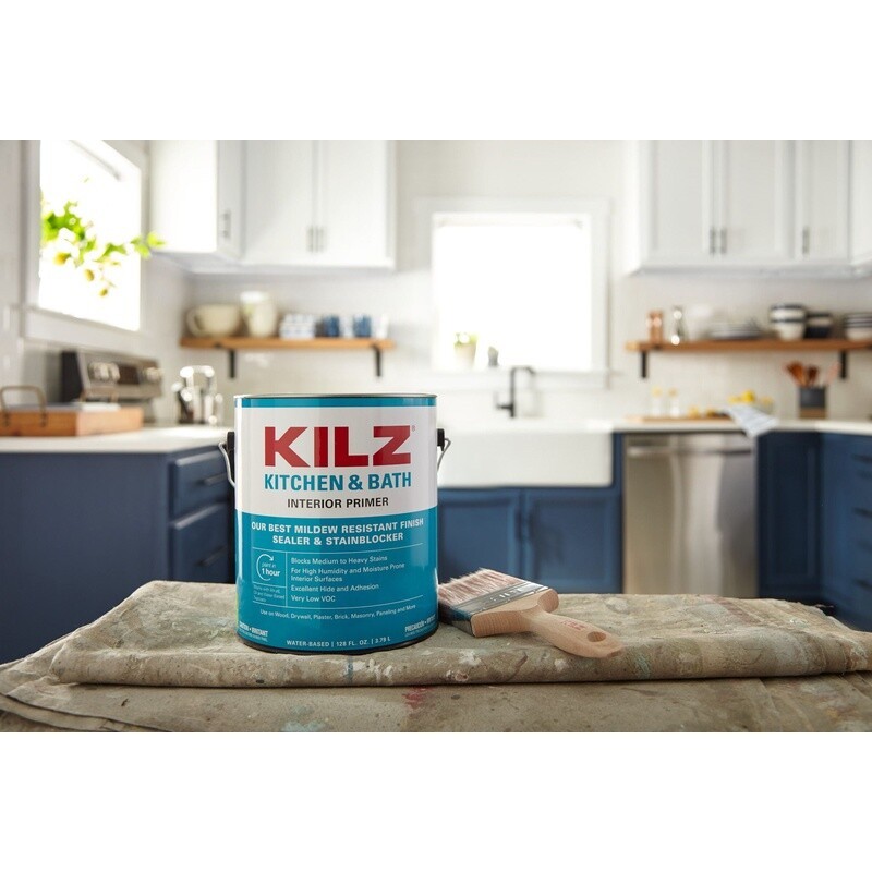 Mildew Resistant Water Based Interior Primer Sealer Kitchen Bath Stain Blocker