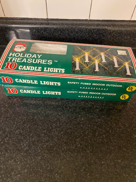 2 Boxes ~ Vintage Christmas Tree Lights Candle Clip On 10 Light String