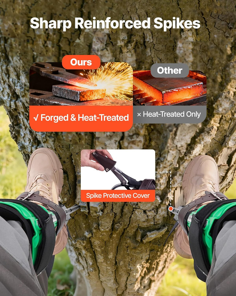 Tree Climbing Spikes Set, 1 Pair Height-Adjustable Climbing Spurs with Security