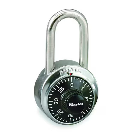 Master Lock 1500Lf Combination Padlock, Front, Black/Silver