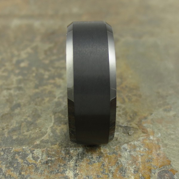 8 MM Men's Brushed Black Tungsten Ring #48