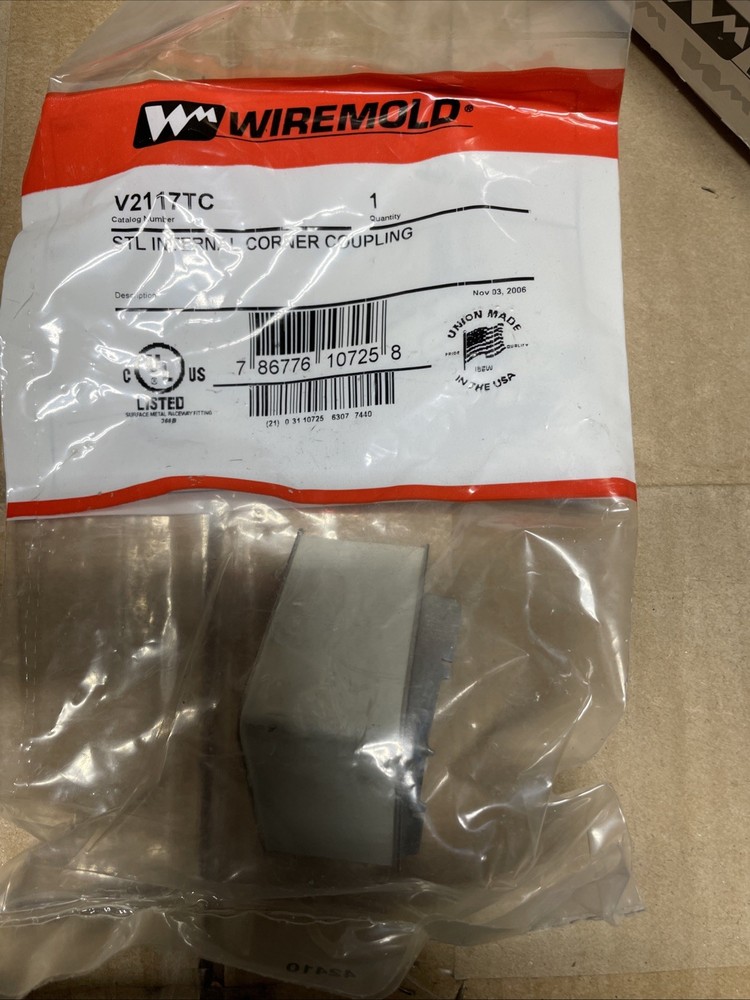 WIREMOLD WALKER V2117TC RACEWAY INTERNAL CORNER COUPLING, IVORY