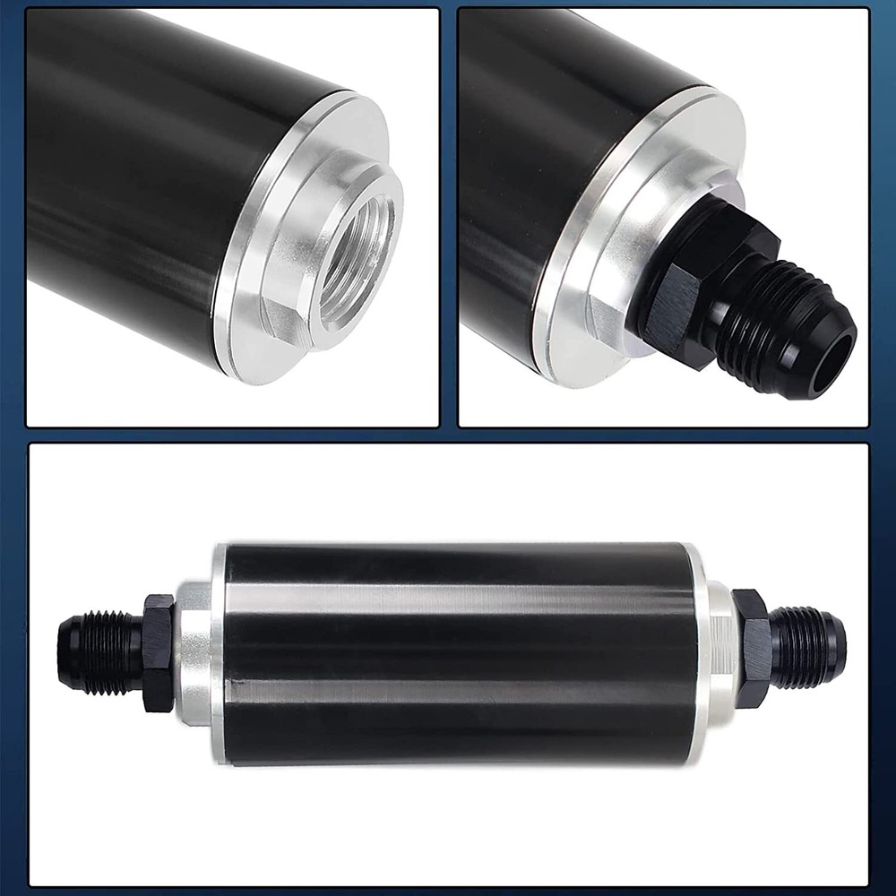 100 Micron Inline Fuel Filter w/ 6AN 8AN 10AN Fitting E85 Adapter Fuel Filter
