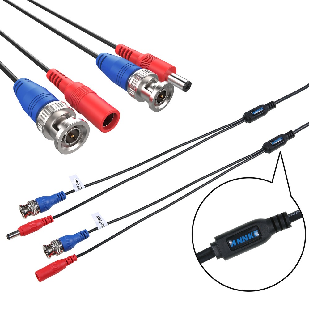 ANNKE 4x100ft Video Power BNC Cable for CCTV Security Camera System Extend Wire
