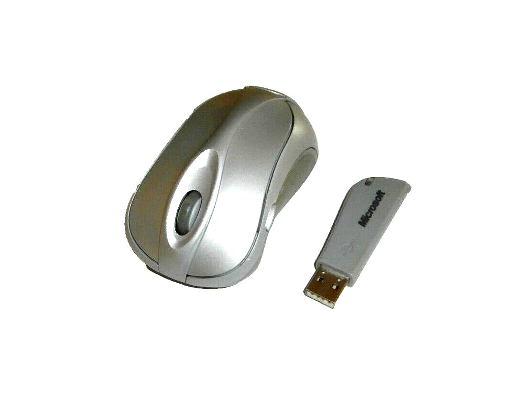 MICROSOFT MODEL 1054 USB 3 BUTTON SCROLLING WHEEL WIRELESS MOUSE & USB PLUG MOD