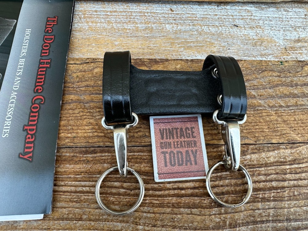 Don Hume Page Keeper Double Plain Black Leather Keeper Strap w Key Holder Nickel