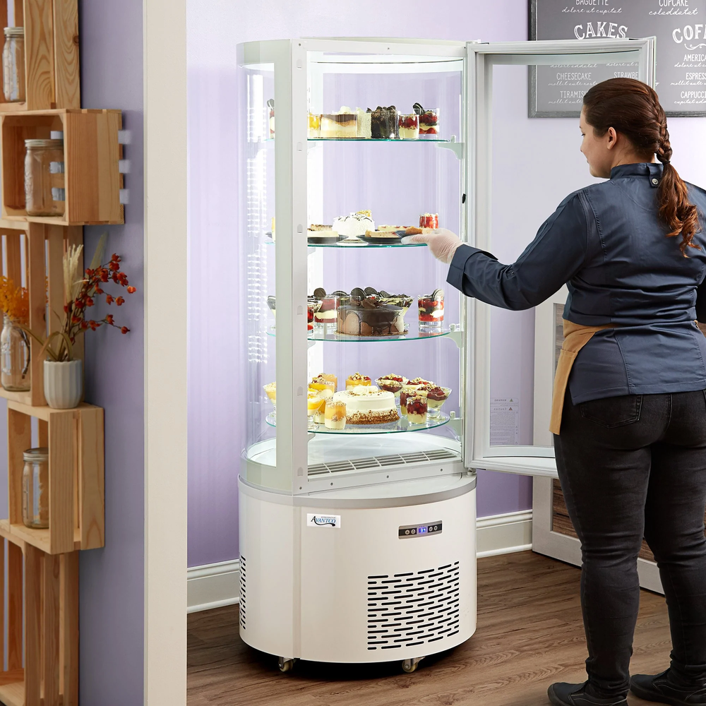 White Circular Glass Refrigerated Display Case