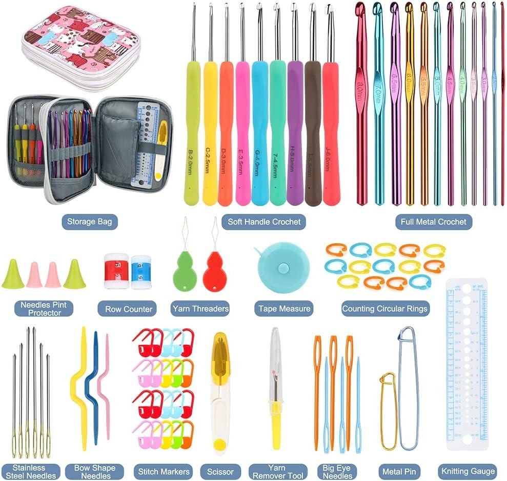 Complete Crochet Kit - 85-Piece Hooks Set with Case