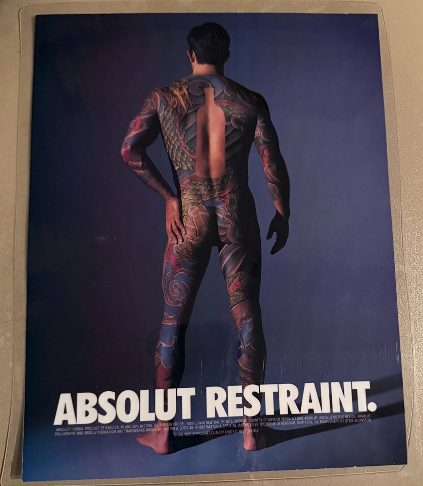 1997 Absolut Vodka Restraint Vintage Print Ad