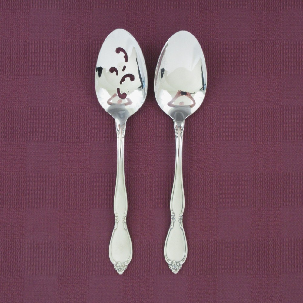 Oneida Community Chatelaine set of 2 serving spoons utensils stainless flatware
