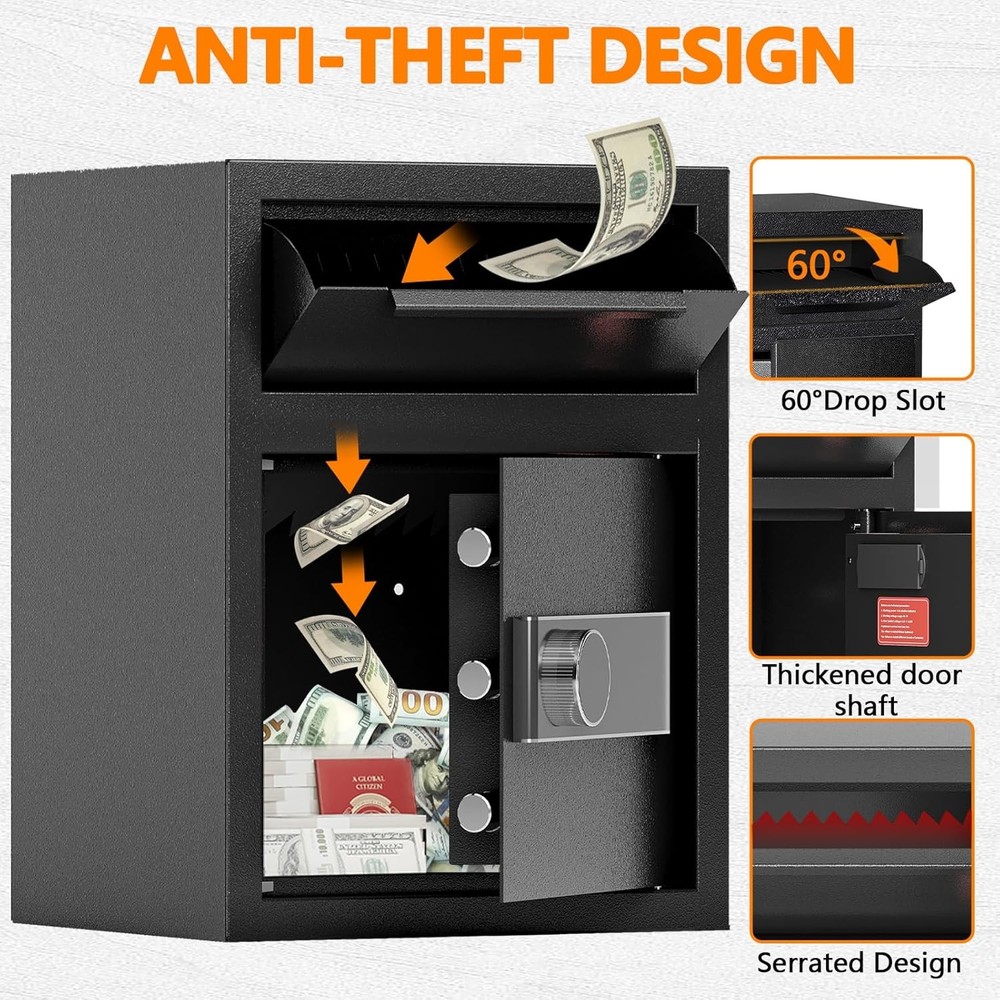 1.8 CUB Depository Drop Safe Fireproof, Front Drop Slot Lock Box