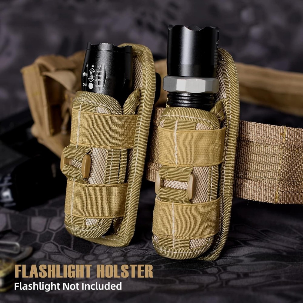 Tactical Flashlight Pouch Holster, Rotatable Flashlight Holder Belt Clip Tact...