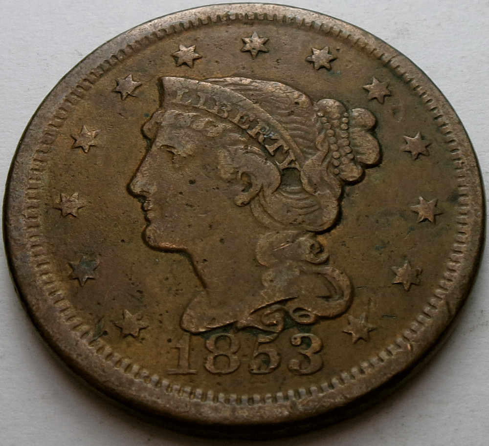 1853 Braided Hair Large Cent